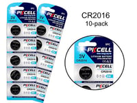 CR2016 10-pack Lithium nya batterier CR 2016 3V PKCell batteri