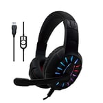 Gaming Headset, USB jack Wired Over-head Stereo Surround Sound Gaming Headset Headphone with Mic Noise Canceling Microphone, Volume Control for PC Laptop and Other USB Devices