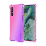 HAOYE Case for Oppo Find X2 Neo Case, Gradient Color Ultra-Slim Crystal Clear Anti Smudge Silicone Soft Shockproof TPU + Reinforced Corners Protection Phone Cover (Pink/Purple)