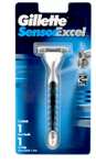 Gillette Sensor Excel 1 Razor Handle 1 Cartridge Twin Blade Shaving Beards 1 pc