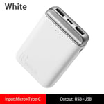 szkn Cellphone Charger 10000mAh Portable Mini Mobile Power Ultra-thin Compact Power Bank Universal for Android Apple Mobile Phone white