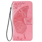 GOGME Case for Realme 7 5G (Not for Realme 7 4G) Case Wallet, Butterfly Embossed PU Leather Magnetic Filp Cover with Wallet/Holder [Flip Stand/Card Slot]. Pink