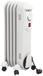 Netagon Modern Curved White Electric Portable Oil Filled Radiator Heater with 3 Heat Settings & Adjustable Thermostat (1 Kw 5 Fins)