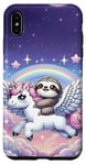 Coque pour iPhone XS Max Kawaii Sloth on Unicorn Adventure