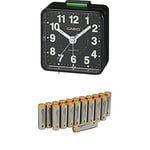 Casio Collection Wake Up Timer Black Alarm Clock TQ-140-1EF with Amazon Basics Batteries