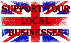Support British Businesses Window Sticker 3 Pack, Vinyl Sticker For Windows, Wall, Light Switches Even Car Van Windows Bumpers Or Any Smooth surface, Print Eco Solvent UV Resistant