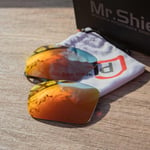 Walleva Fire Red Mr.Shield Polarized Replacement Lenses for Oakley Double Edge