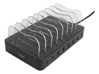 Deltaco Laddningsstation 8-enheter 6x USB-A, 2x USB-C 75W svart