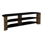 King TV Stand Wood Effect with Black Glass Shelves LCD, Curved, LED, 4K, Plasma, etc by TV Furniture Direct