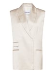 Shiny Viscose Tailored Vest Blazers Sleeveless Blazers White Calvin Klein