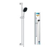 GROHE Vitalio Comfort 110 - Shower Set (Square 11 cm Hand Shower 2 Sprays: Rain & Jet, Shower Hose 1.75 m, Shower Rail 90 cm, Water Saving), Easy to Fit with GROHE QuickGlue, Chrome, 26931001