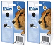 2x Genuine Epson T0711 Twin Black Ink Cartridges T071140 for Epson Stylus SX218