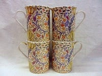 Set of 4 10oz China Mugs in William Morris Flora Design