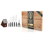 ZWILLING Henckels International Self Sharpening Definition Knife Block 7pc, Metallic & Deer & Oak - Premium Wooden Chopping Board - X-Large 45 x 30 x 2cm Bamboo Cutting Board