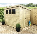 8 x 4 Pressure Treated Pent Garden Shed with Side Door