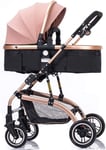 MRWW Shockproof High Landscape Pushchair Baby 3 In 1 Infant Stroller, Multi-Function Travel System Pram, With Lying Position, for High View Baby Carriage,Beige