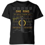 The Lord Of The Rings One Ring Kids' Christmas T-Shirt in Black - 11-12 ans - Noir