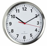 TFA Dostmann Horloge Murale Radio-piloté, 60.3529.02, avec Mouvement Sweep Silencieux, Verre, Horloge silencieuse, Horloge Murale analogique, Argente/Blanc