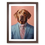Labrador Retriever in a Suit Painting No.4 Framed Wall Art Print, Ready to Hang Picture for Living Room Bedroom Home Office, Walnut A2 (48 x 66 cm)