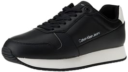 Calvin Klein Jeans Homme Retro Runner Low LTH in Sat YM0YM00863 Baskets de Running, Noir (Black/Bright White), 44.5 EU