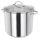 Judge HX316 Stainless Steel Stockpot with Glass Lid, Hollow Handles, 28cm, 13L Induction Ready, Oven Safe, Dishwasher Safe - 10 Year Guarantee
