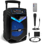 Pyle Enceinte Bluetooth Puissante-400W Enceinte Sono Portable avec Batterie intégrée Rechargeable,Subwoofer 8" et Tweeter 1",Fonction d'enregistrement,Micro Filaire SD/USB/AUX Radio,Eclairage LED