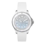 Ice-watch armbandsur - 020370 - ICE stål Lo Vit - Silverklocka dam med silikonrem (liten)