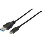 DACOMEX Sachet cordon USB 3.2 Gen1 Type-A / Type-C noir- 1 m
