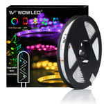 WOWLED Bluetooth LED Strip Lights, 6.5ft (2m) IP65 Waterproof RGB 5050LEDs Rope Light,Wireless Smartphone APP Control, 24Key Remote Controller, Color Changing Strip Light Sync with Music(30LEDs / M)