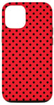 Coque pour iPhone 14 Petit motif géométrique des années 1980 rouge et noir