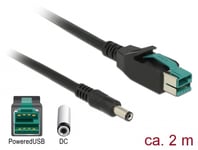 DELOCK – PoweredUSB cable male 12 V > DC 5.5 x 2.1 mm 2 m for POS printers and terminals (85498)