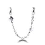 FUNSHOPP 2020 Spring Daisy Flower Safety Chain 925 Silver DIY Fits for Original Pandora Bracelets Charm Fashion Jewelry