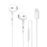 iPhone-kompatibel Lightning Hörlurar med volymknappar mikrofon Vit