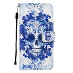 Samsung Galaxy A21S Case, Flip Shockproof 3D PU Leather Notebook Wallet Protective Cover with Magnetic Closure Stand Card Holder TPU Bumper Folio Shell for Samsung A21S Phone Cover, Cloud Skull