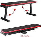 KLMNV;KLBVB Fitness Equipment Sit Up Bench Adjustable Weight Bench,Utility Home Folded Workout Flat Weight Bench Home Gym,Benches Weight Bench (Black + Red)