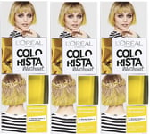 3 x 80ml L'Oreal Paris Colorista Washout Semi-Permanent Hair Dye - Yellow