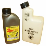 2 Stroke Oil 500ml & Fuel Petrol Mixing Bottle Ideal For Stihl Strimmer