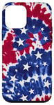 Coque pour iPhone 12 mini Rouge Blanc Bleu Tie Dye Drapeau Américain Étoiles Rayures Patriotiques