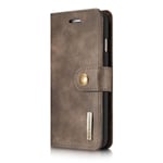 DG.MING Plånboksfodral 2-i-1 Split Leather till iPhone 7 & 8/SE 2 - Mörkbrun
