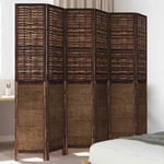 Room Divider 6 Panels Dark Brown Solid Wood Paulownia vidaXL