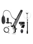 Streaming Kit Microphone Webcam Ring Light with table mount