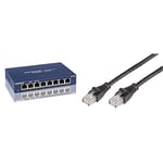NETGEAR GS108UK 8-Port Gigabit Ethernet Unmanaged Switch & Amazon Basics RJ45 CAT6 Ethernet LAN Patch Cable (1.5 m / 5 Feet) [1,000 Mbps (1 Gbps)] - 5 pack
