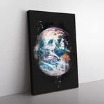 Big Box Art Planet Earth Paint Splash Canvas Wall Art Print Ready to Hang Picture, 76 x 50 cm (30 x 20 Inch), White, Grey, Black