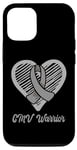 Coque pour iPhone 14 Pro CMV Warrior Wear Cœur de sensibilisation au CMV Ruban argenté