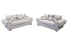 Dorado Corner Sofa Sectional 3 Seater 2 Seater Armchair Cuddle Chair Grey Velour Fabric (Silver, 3 Seater)