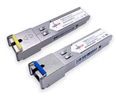 Elfcam® - 2 Pack 1,25 Gbps SFP, Connecteur de Fibre Optique SC Monomode 10KM DDM,TX 1310nm /RX 1550nm et TX 1550nm / RX 1310nm