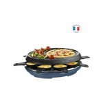 Appareil a Raclette Tefal 3en1, Colormania , Grill et Crepes, 8 coupelles, Revetement antiadhésif, Bleu acier RE310401