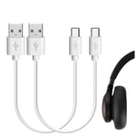 Geekria Charging Cord Compatible with JBLs T450BT, TUNE 700BT, TUNE 750BTNC, Reflect, Reflect Flow/USB-A to Micro-USB Charger Cable for JBLs Headphones, Earbuds, Sport Earphones (White 2Pack 1FT)