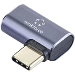 Renkforce - USB4® Adaptateur [1x USB4® mâle - 1x usb-c® femelle] coudé à 90° vers la gauche, connecteur aluminium