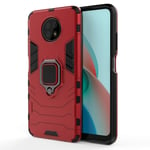 VGANA Case for Xiaomi Redmi Note 9T 5G, Car Magnet Ring Function Dual Layer Shockproof Scratchproof Protective Cover. Red